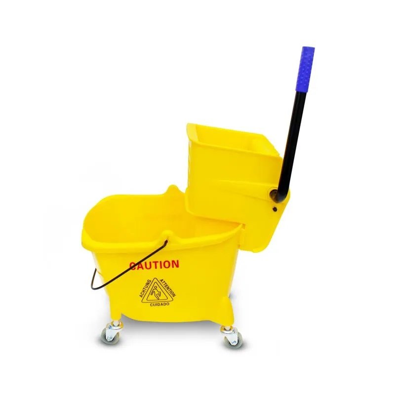 Carro plástico para limpieza con prensa de escurrido y llantas